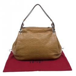 Pre Owned Carolina Herrera Brown Monogram Leather Hobo Bag