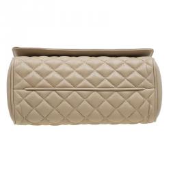 Pre Owned Carolina Herrera Cream Quilted Leather Crossbody Bag