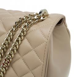 Pre Owned Carolina Herrera Cream Quilted Leather Crossbody Bag