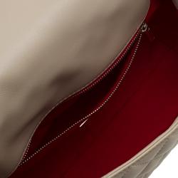 Pre Owned Carolina Herrera Cream Quilted Leather Crossbody Bag