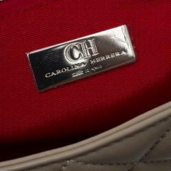 Pre Owned Carolina Herrera Cream Quilted Leather Crossbody Bag
