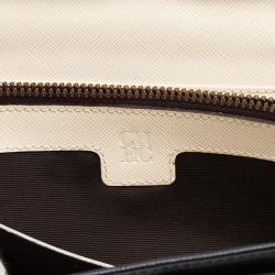 Pre Owned Carolina Herrera Navy Blue Monogram Leather Continental Wallet