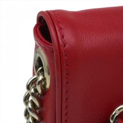 Pre Owned Carolina Herrera Red Leather Crossbody Bag