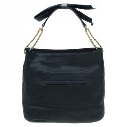Pre Owned Carolina Herrera Black Leather Bow Hobo
