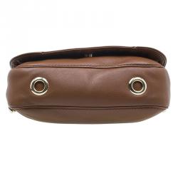 Pre Owned Carolina Herrera Brown Leather New Baltazar Flap Shoulder Bag