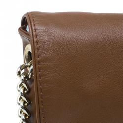 Pre Owned Carolina Herrera Brown Leather New Baltazar Flap Shoulder Bag