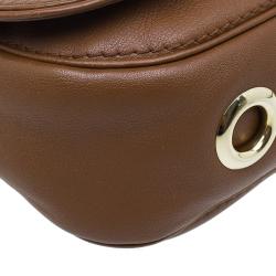 Pre Owned Carolina Herrera Brown Leather New Baltazar Flap Shoulder Bag