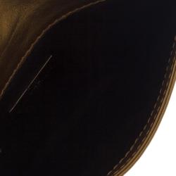 Pre Owned Carolina Herrera Gold Monogram Leather Tassel Clutch