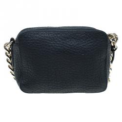 Pre Owned Carolina Herrera Black Pebbled Leather Mini Tassel Crossbody Bag