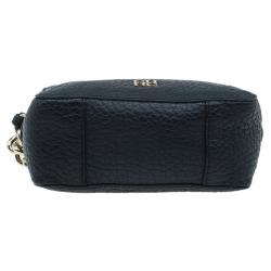 Pre Owned Carolina Herrera Black Pebbled Leather Mini Tassel Crossbody Bag