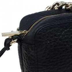 Pre Owned Carolina Herrera Black Pebbled Leather Mini Tassel Crossbody Bag