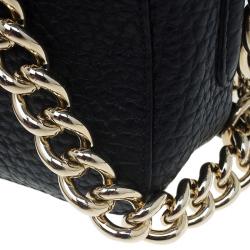 Pre Owned Carolina Herrera Black Pebbled Leather Mini Tassel Crossbody Bag