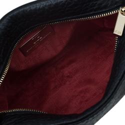Pre Owned Carolina Herrera Black Pebbled Leather Mini Tassel Crossbody Bag