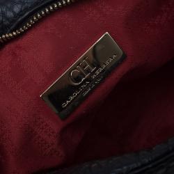 Pre Owned Carolina Herrera Black Pebbled Leather Mini Tassel Crossbody Bag