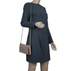 Pre Owned Carolina Herrera Beige Leather Chain Clutch