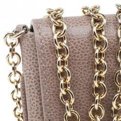 Pre Owned Carolina Herrera Beige Leather Chain Clutch