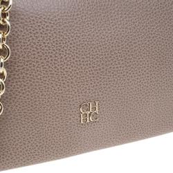 Pre Owned Carolina Herrera Beige Leather Chain Clutch