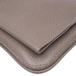 Pre Owned Carolina Herrera Beige Leather Chain Clutch