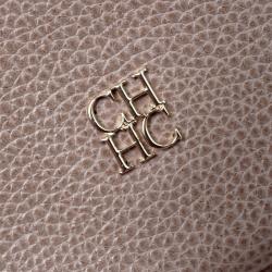 Pre Owned Carolina Herrera Beige Leather Chain Clutch