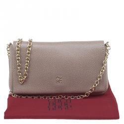 Pre Owned Carolina Herrera Beige Leather Chain Clutch