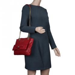 Pre Owned Carolina Herrera Red Leather Audrey Shoulder Bag