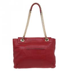 Pre Owned Carolina Herrera Red Leather Audrey Shoulder Bag