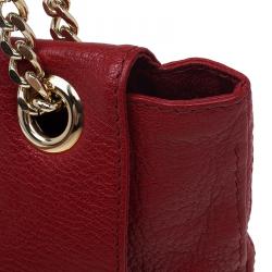 Pre Owned Carolina Herrera Red Leather Audrey Shoulder Bag