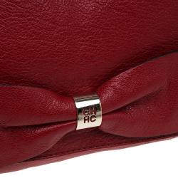 Pre Owned Carolina Herrera Red Leather Audrey Shoulder Bag