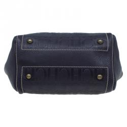 Pre Owned Carolina Herrera Black Monogram Leather Andy Tote