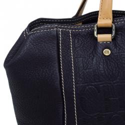 Pre Owned Carolina Herrera Black Monogram Leather Andy Tote