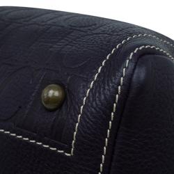 Pre Owned Carolina Herrera Black Monogram Leather Andy Tote