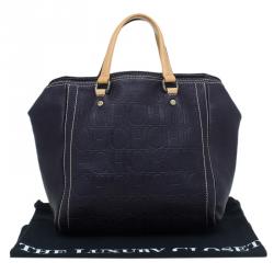 Pre Owned Carolina Herrera Black Monogram Leather Andy Tote