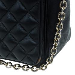 Pre Owned Carolina Herrera Black Quilted Leather Flap Bag