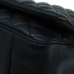 Pre Owned Carolina Herrera Black Quilted Leather Flap Bag