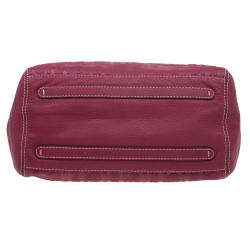 Pre Owned Carolina Herrera Magenta Monogram Leather Chain Hobo