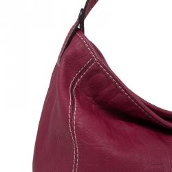 Pre Owned Carolina Herrera Magenta Monogram Leather Chain Hobo