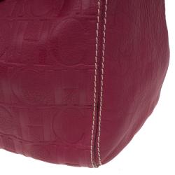 Pre Owned Carolina Herrera Magenta Monogram Leather Chain Hobo