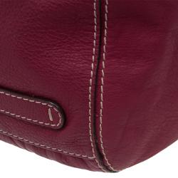 Pre Owned Carolina Herrera Magenta Monogram Leather Chain Hobo