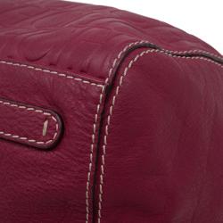 Pre Owned Carolina Herrera Magenta Monogram Leather Chain Hobo