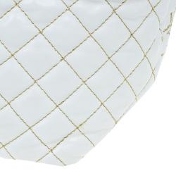 Pre Owned Carolina Herrera White Quilted Monogram Glazed Leather Large Tote