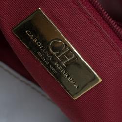 Pre Owned Carolina Herrera White Quilted Monogram Glazed Leather Large Tote