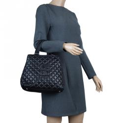 Pre Owned Carolina Herrera Black Quilted Leather Tote