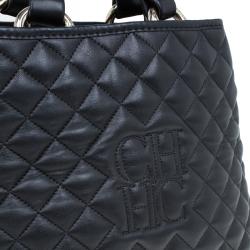 Pre Owned Carolina Herrera Black Quilted Leather Tote