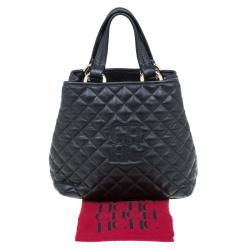 Pre Owned Carolina Herrera Black Quilted Leather Tote