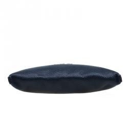 Pre Owned Carolina Herrera Navy Blue Leather Logo CH Crossbody Bag