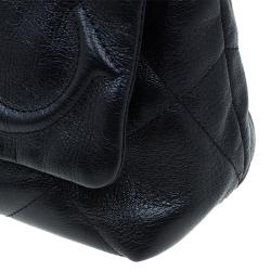 Pre Owned Carolina Herrera Black Quilted Leather Flap Chain Shoulder Bag