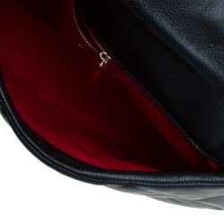 Pre Owned Carolina Herrera Black Quilted Leather Flap Chain Shoulder Bag