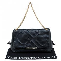 Pre Owned Carolina Herrera Black Quilted Leather Flap Chain Shoulder Bag