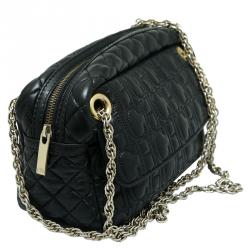 Pre Owned Carolina Herrera Black Quilted Leather Chain Shoulder Bag