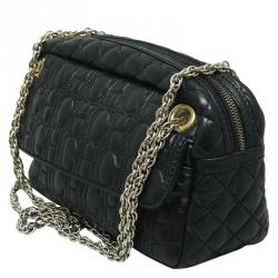 Pre Owned Carolina Herrera Black Quilted Leather Chain Shoulder Bag